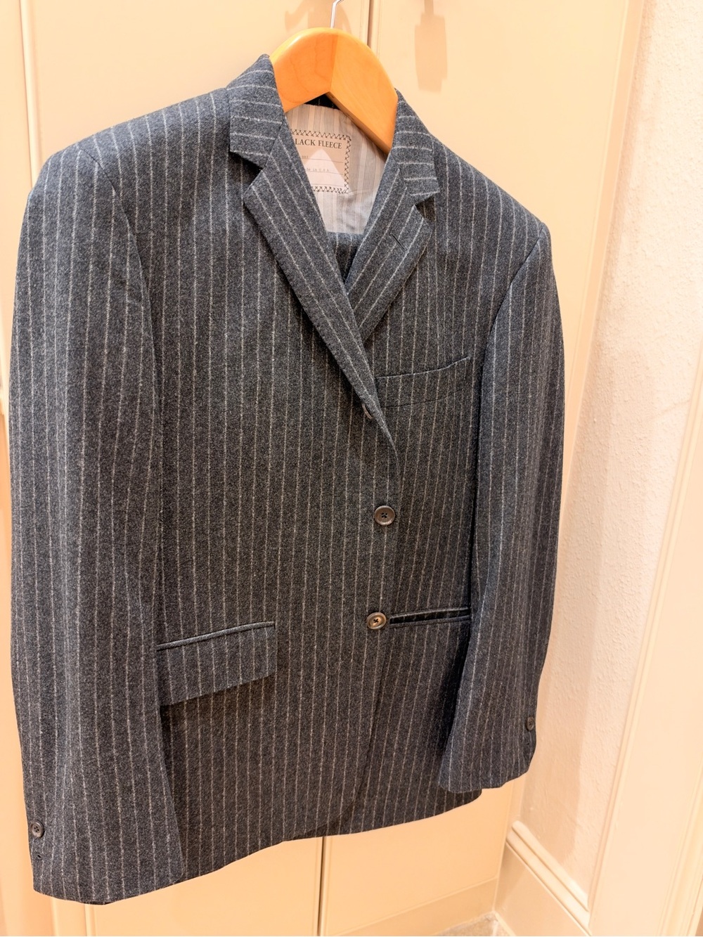 Brooks Brothers Black Fleece charcoal gray pinstripe wool suit